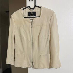Versace Women's Cream Zip Blazer